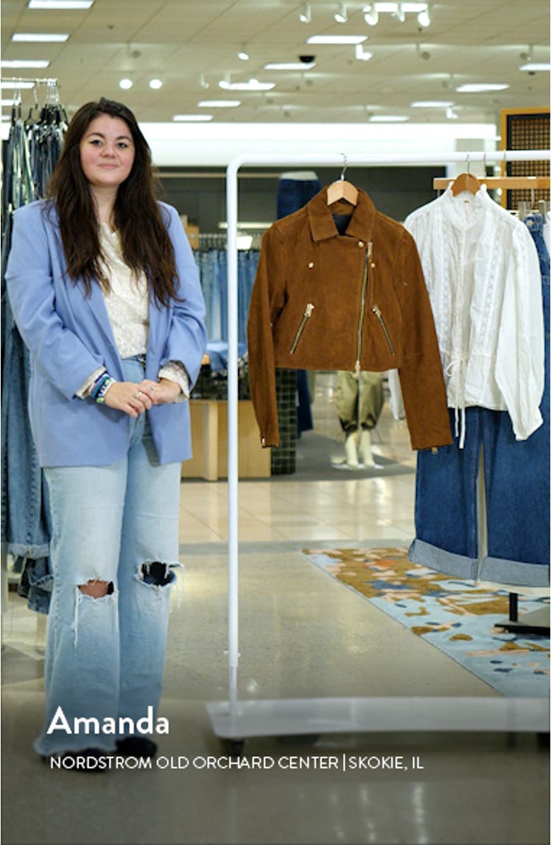 Dalby Crop Suede Moto Jacket, sales video thumbnail