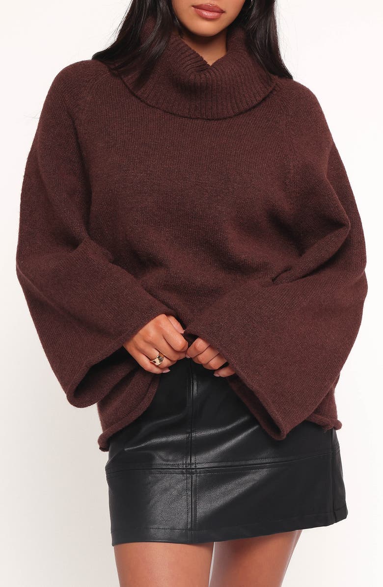 Petal & Pup Bindy Oversize Turtleneck Sweater, Main, color, Wine