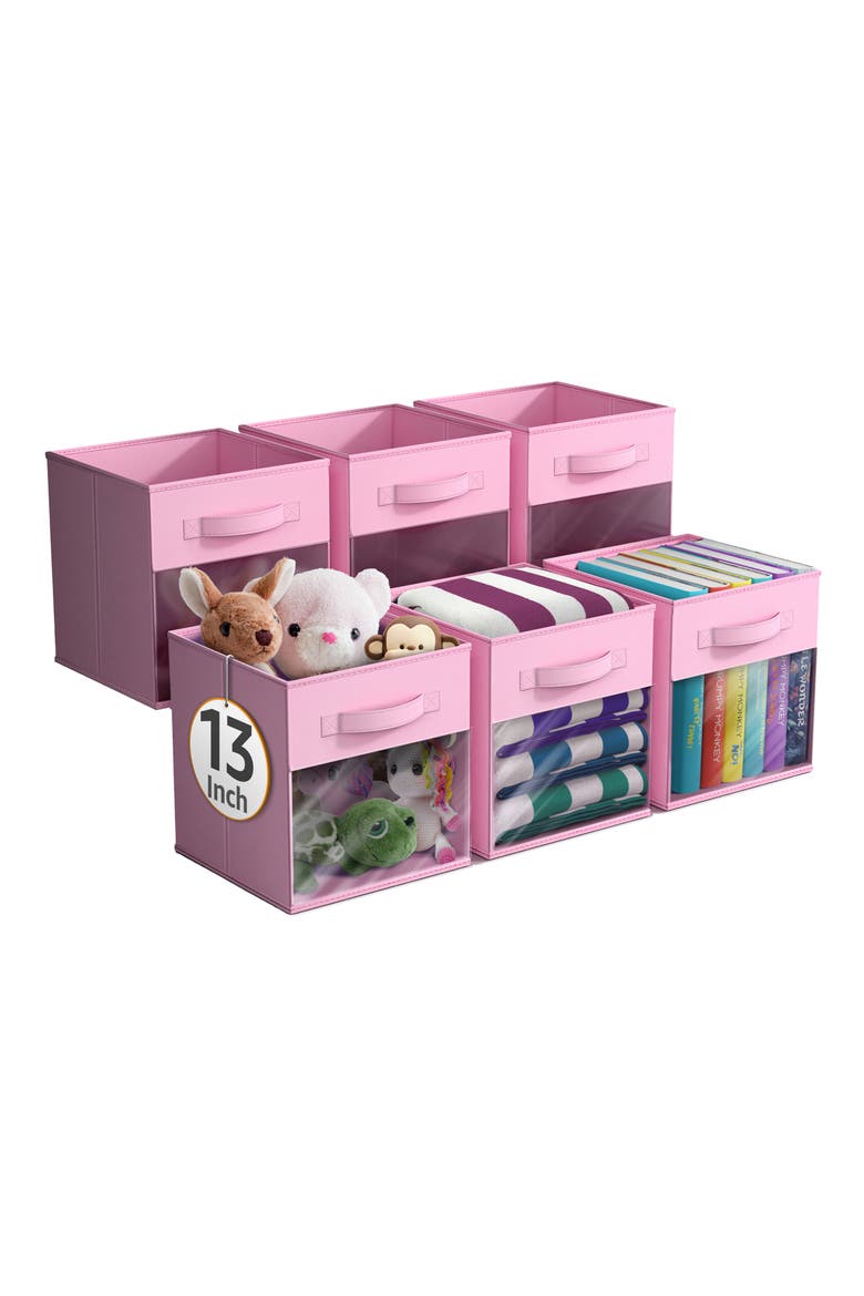 Set of 6 Collapsible Storage Bins, Alternate, color, PASTEL PINK