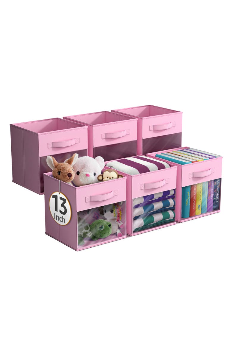 SORBUS Set of 6 Collapsible Storage Bins, Alternate, color, Pastel Pink