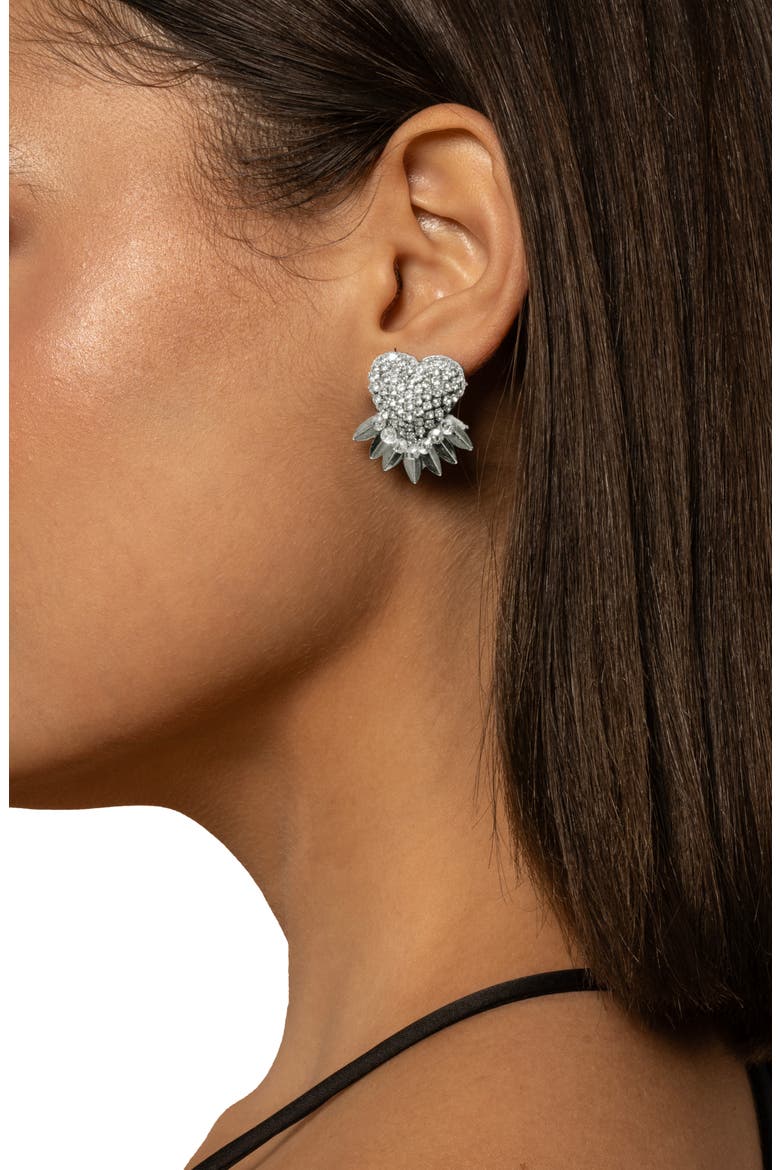 Danira Crystal Heart Earrings, Alternate, color, SILVER