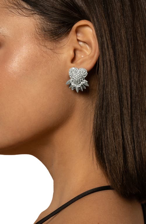 Deepa Gurnani Danira Crystal Heart Earrings In Silver