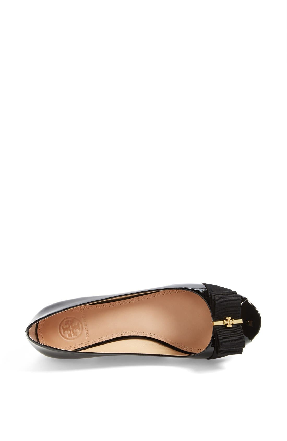 'Trudy' Open Toe Flat, Alternate, color, BLACK/ BLACK
