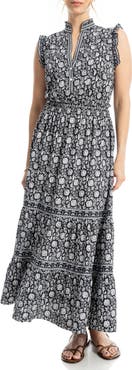MAX STUDIO Floral Ruffle Sleeveless Tiered Maxi Dress