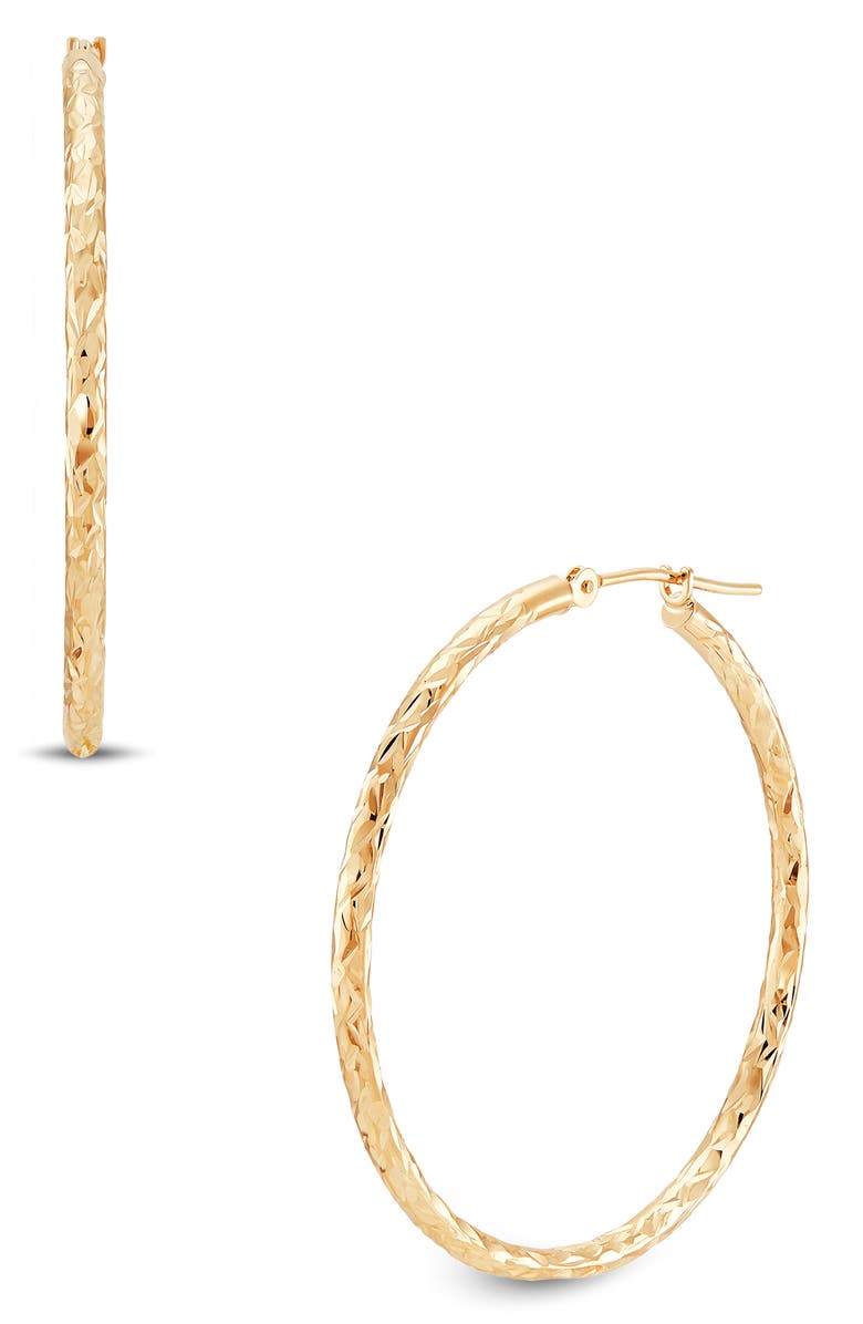 Frankie & Zoe Textured Hoop Earrings, Alternate, color, Yellow Gold