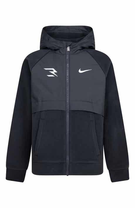 3 Brand Kids' Mixed Media Fleece Zip Hoodie