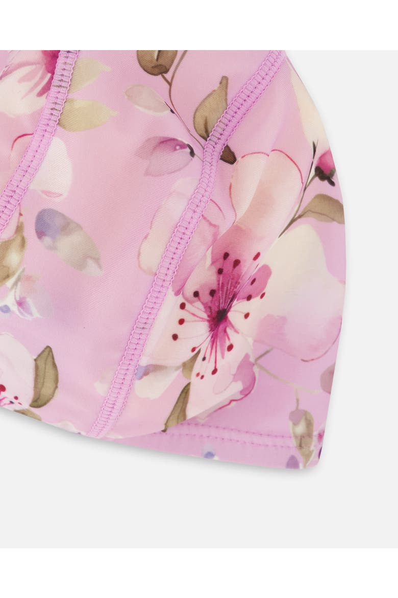 Flexible Fit Flower Swim Cap, Alternate, color, Purple Floral Print
