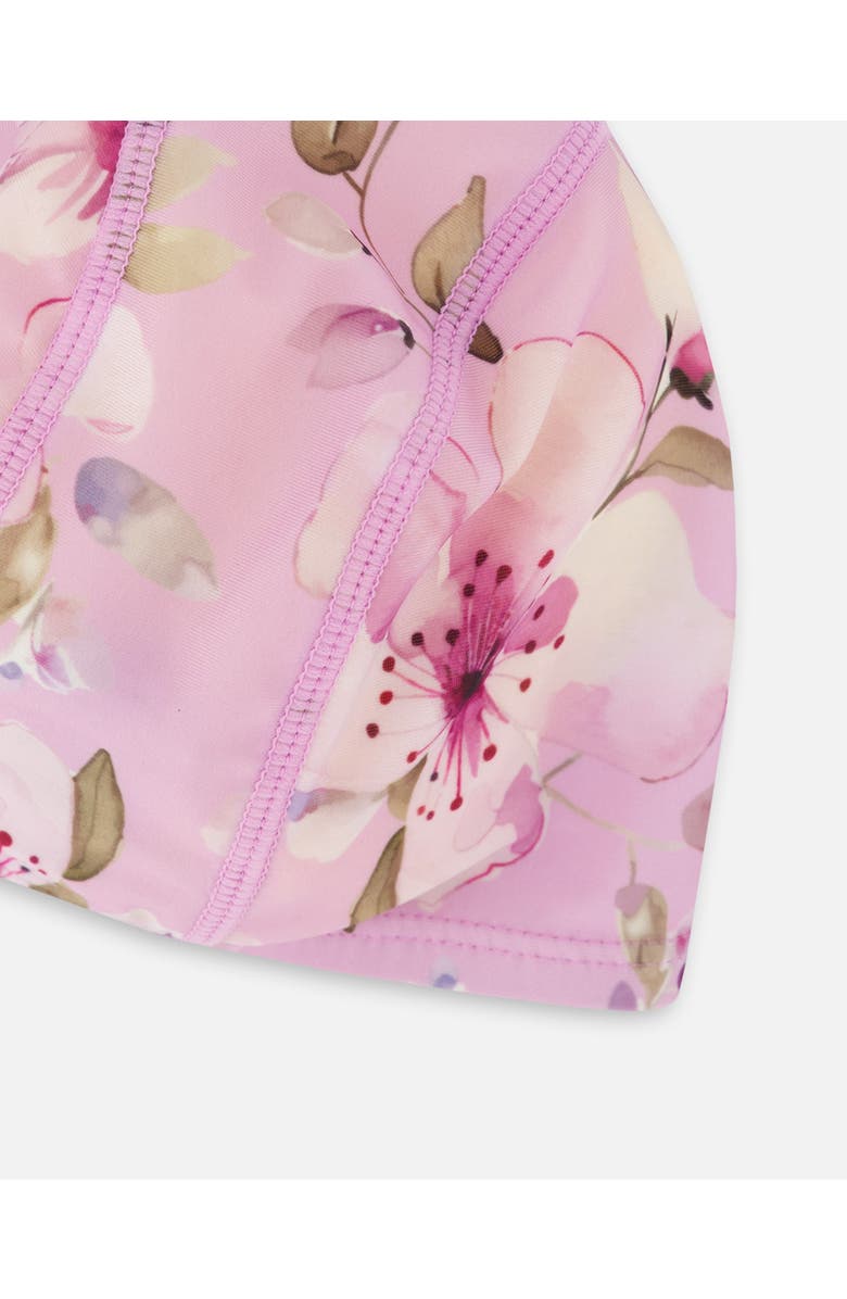 Deux par Deux Flexible Fit Flower Swim Cap, Alternate, color, Purple Floral Print