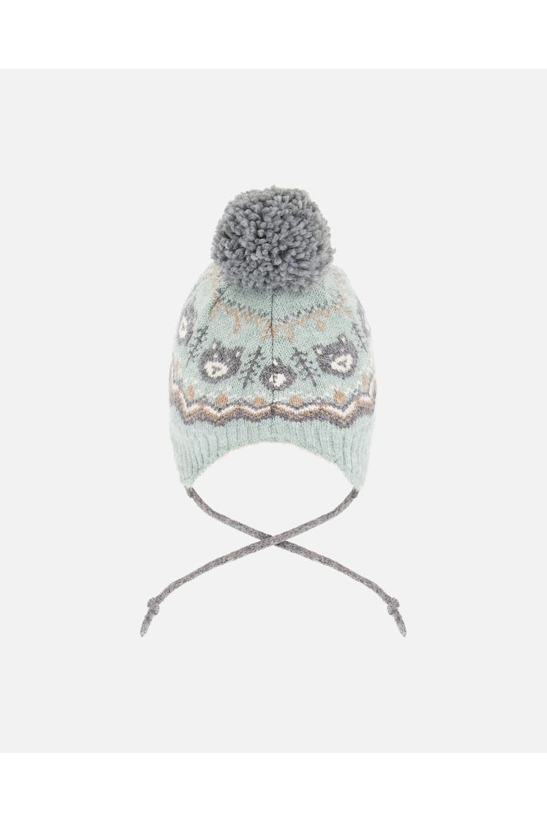 Boy Lined Peruvian Knit Pompom Hat, Alternate, color, Gray and Sage