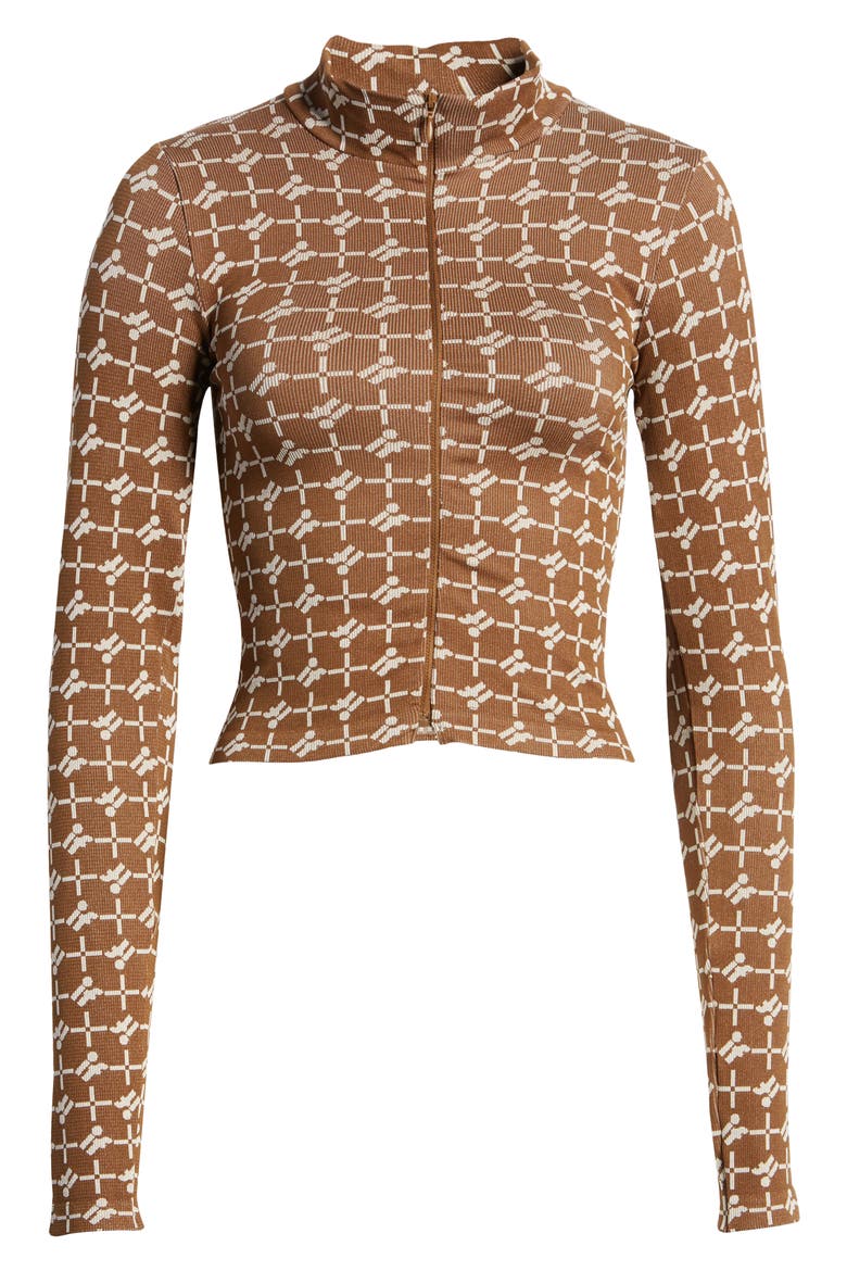 Monogram Zip Jacket, Alternate, color, BROWN