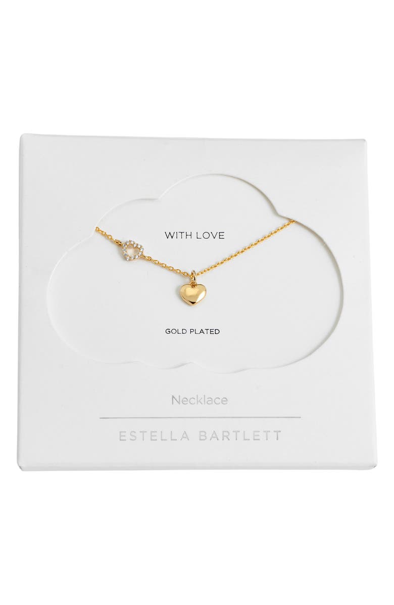 Estella Bartlett Crystal Heart & Charm Pendant Necklace, Alternate, color, Gold
