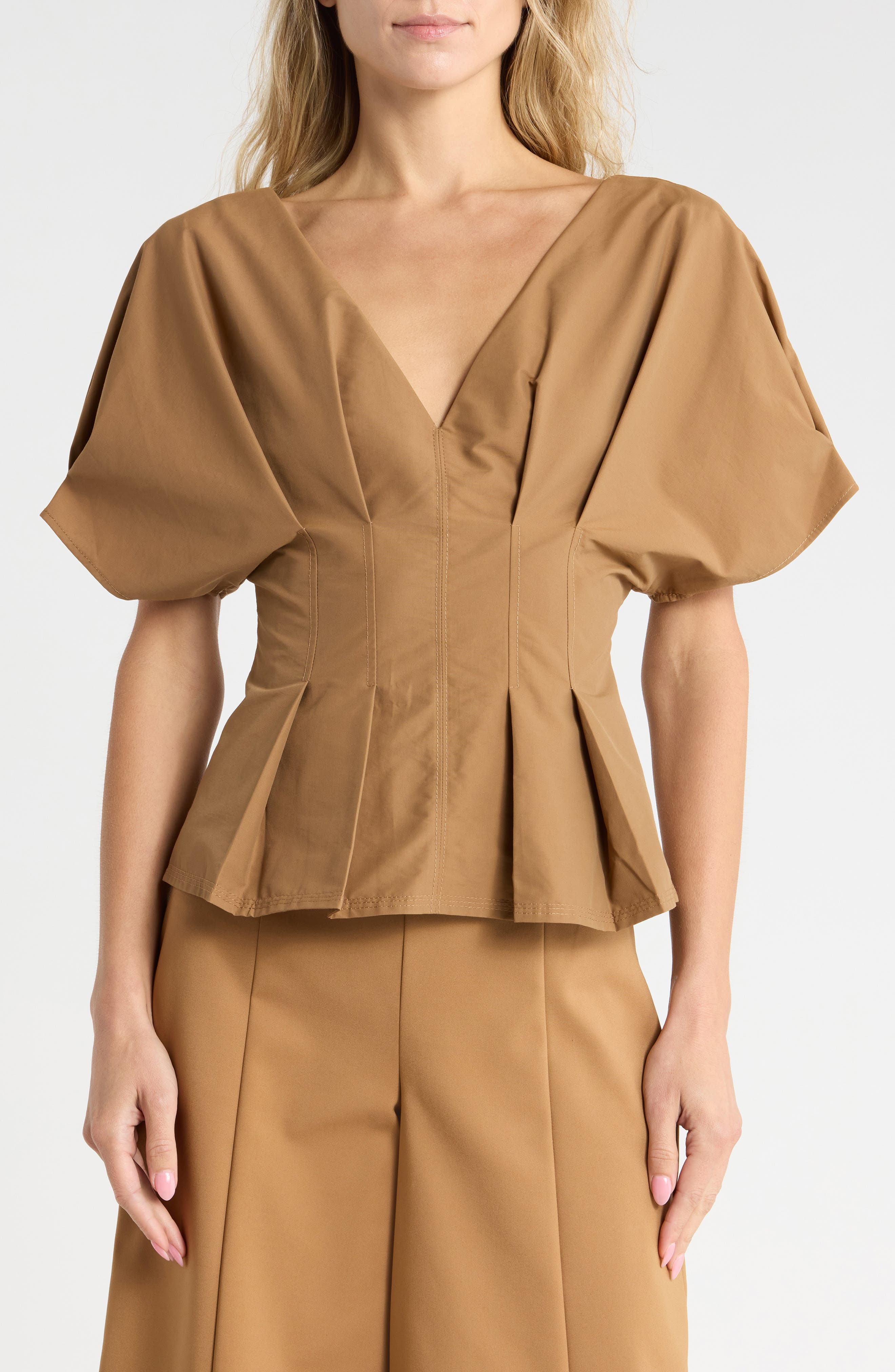 Rozen Pleated V-Neck Top