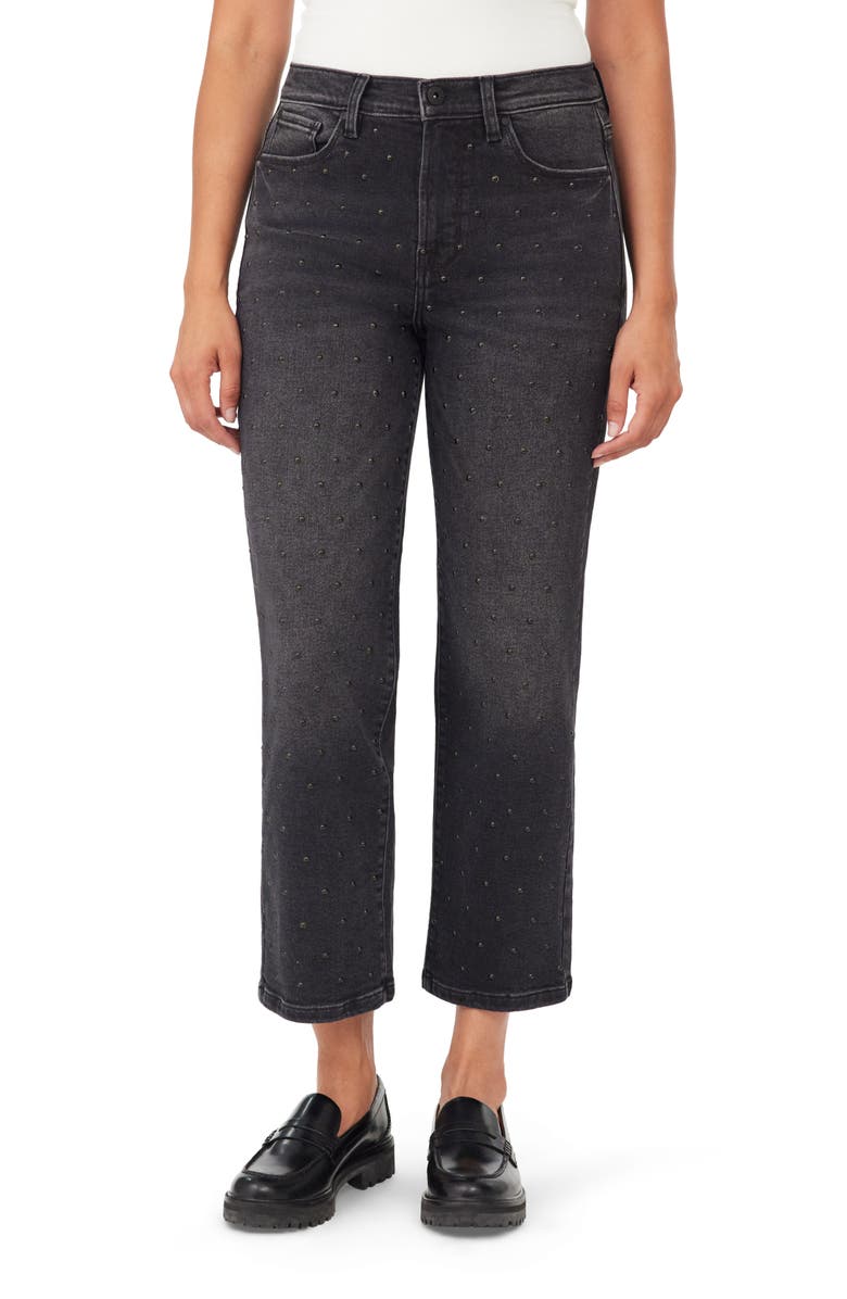 Kensie Ella Studded Ankle Straight Leg Jeans, Main, color, Ramona