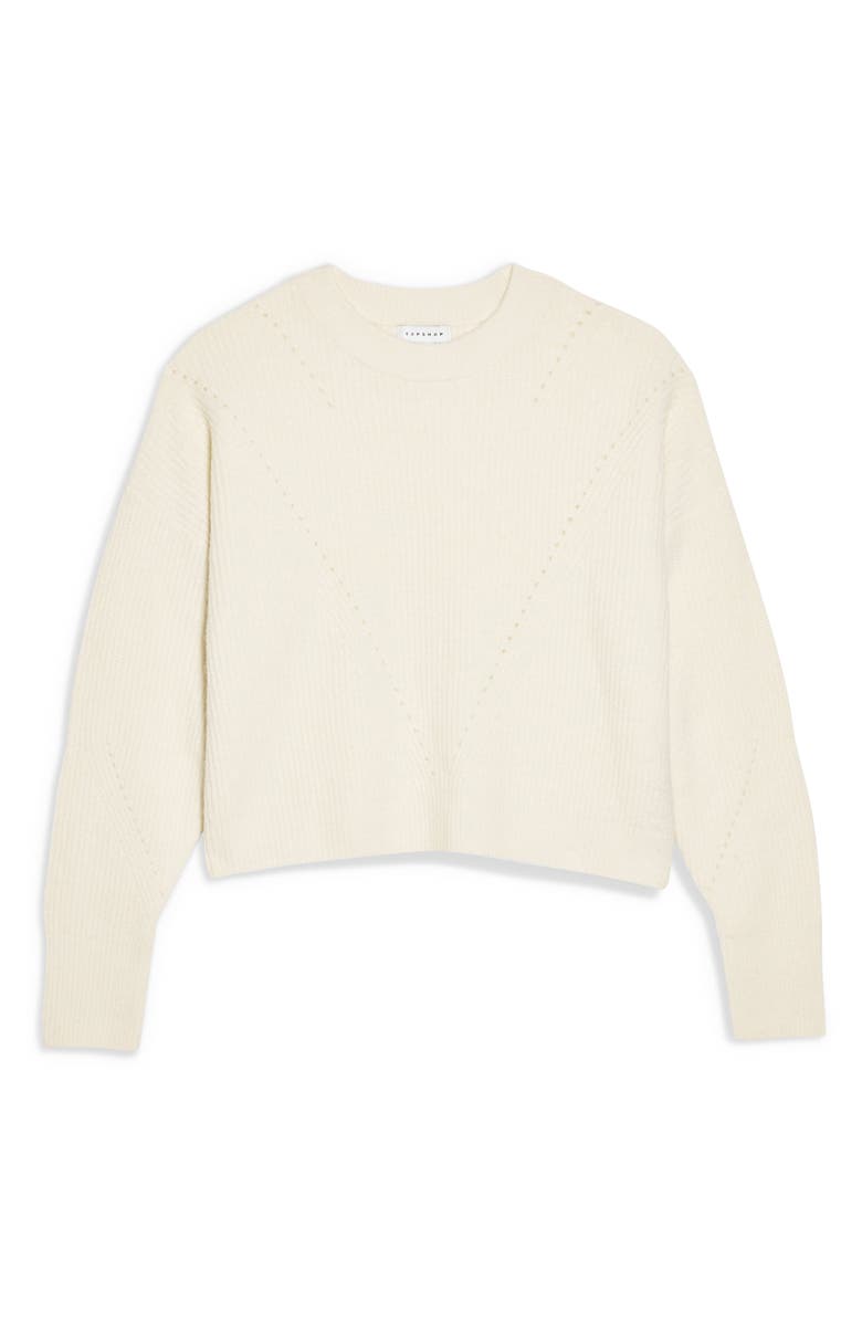 Topshop Crop Sweater, Alternate, color, Ivory
