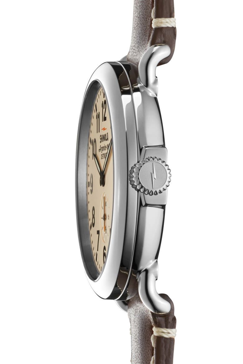 The Runwell Leather Strap Watch, 41mm, Alternate, color, DARK COFFEE/ CREAM