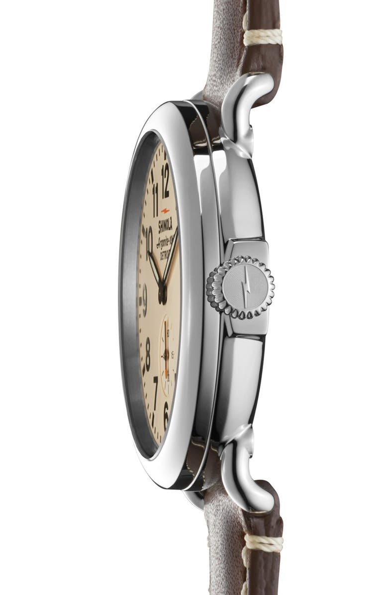 Shinola The Runwell Leather Strap Watch, 41mm, Alternate, color, Dark Coffee/ Cream