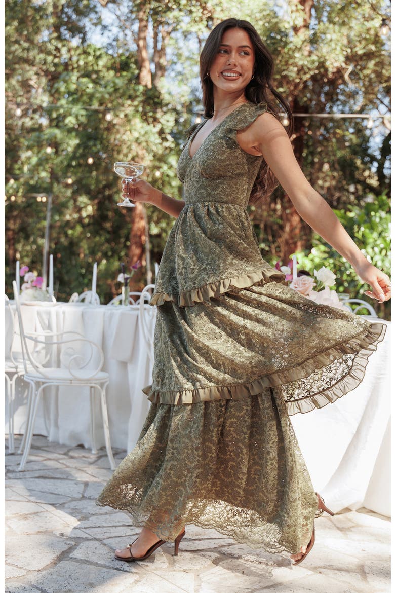 Cataleya Lace Maxi Dress, Alternate, color, OLIVE LACE
