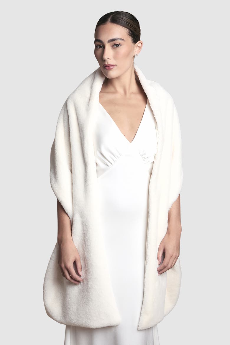 Faux Fur Shawl, Alternate, color, Ivory