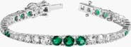 Aurate Lab Grown Emerald and Sapphire Scalloped Tennis Bracelet