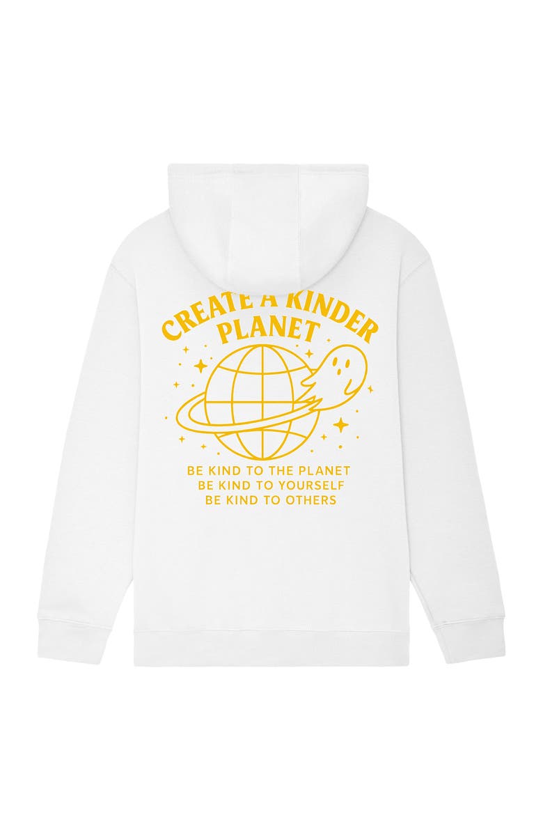 Womens Kinder Planet Relaxed Hoodie, Alternate, color, White