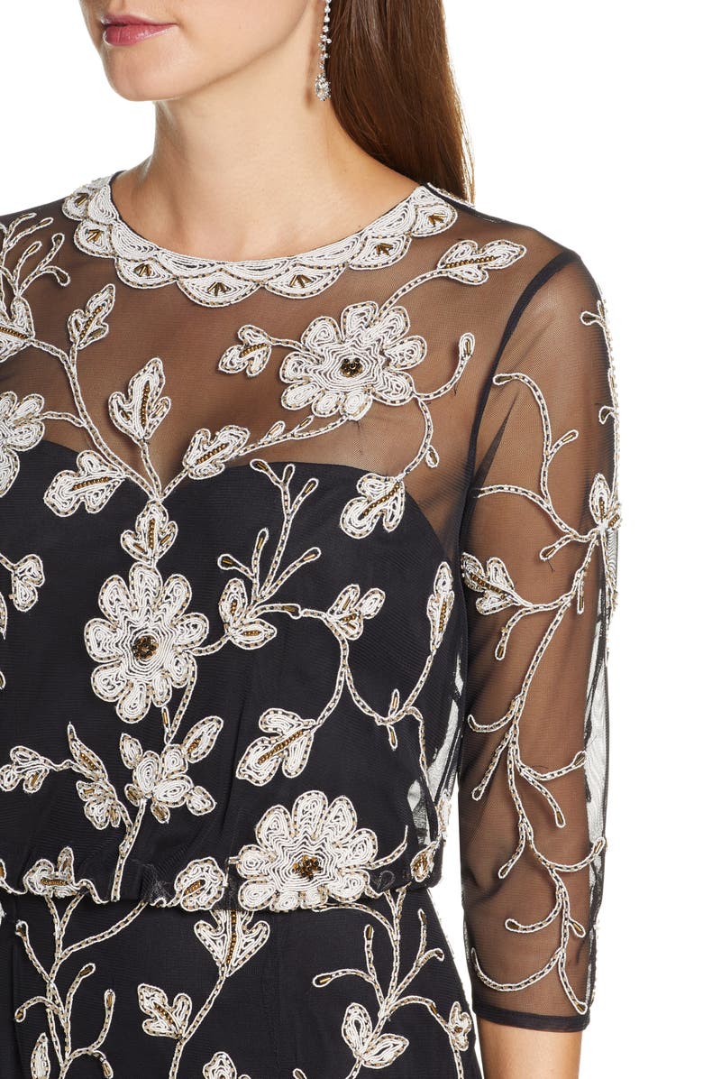 JS Collections Beaded & Embroidered Column Gown, Alternate, color,