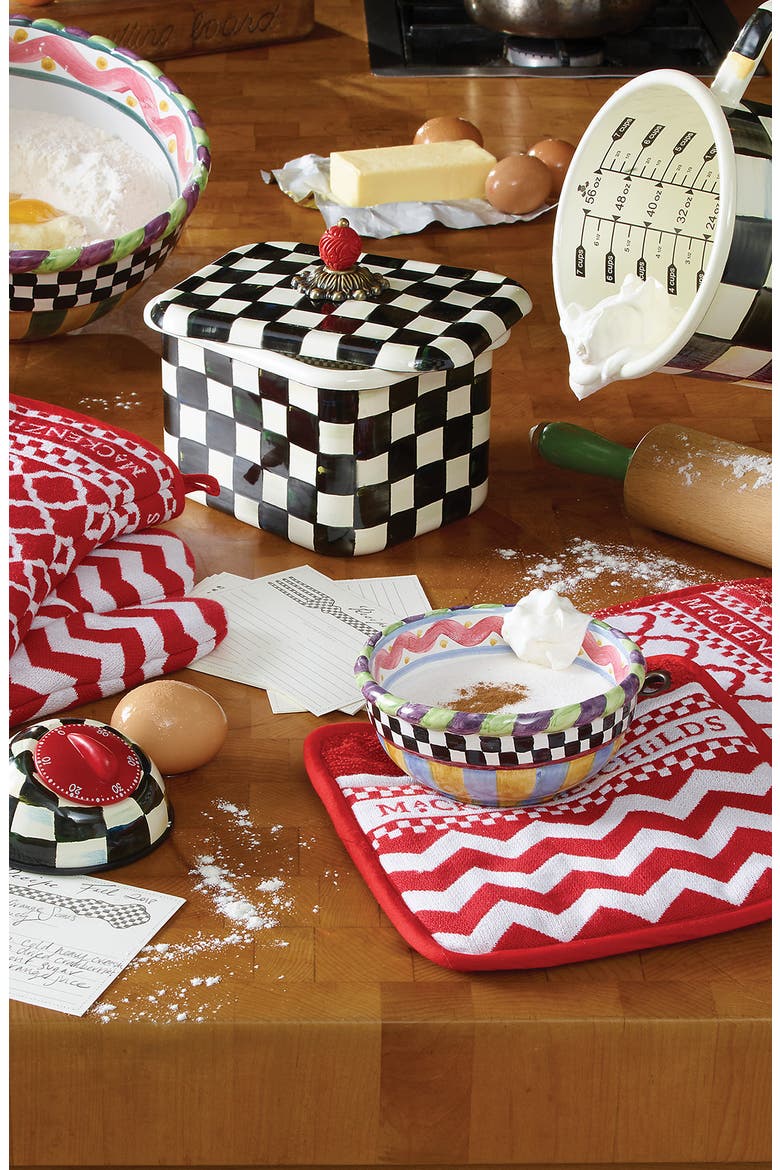 Courtly Check Enameled Steel Recipe Box, Alternate, color, BLACK/ WHITE