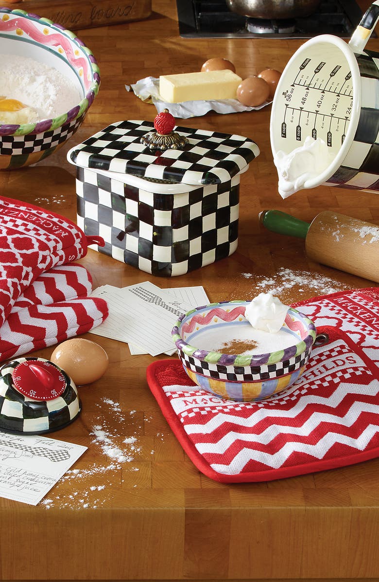 MACKENZIE CHILDS Courtly Check Enameled Steel Recipe Box, Alternate, color, Black/ White