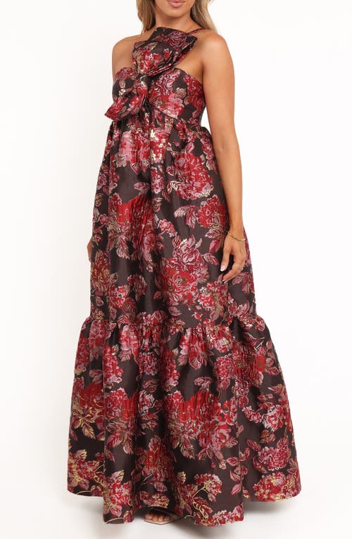 Petal And Pup Petal & Pup Betina Bow Front One-shoulder Maxi Dress In Brown
