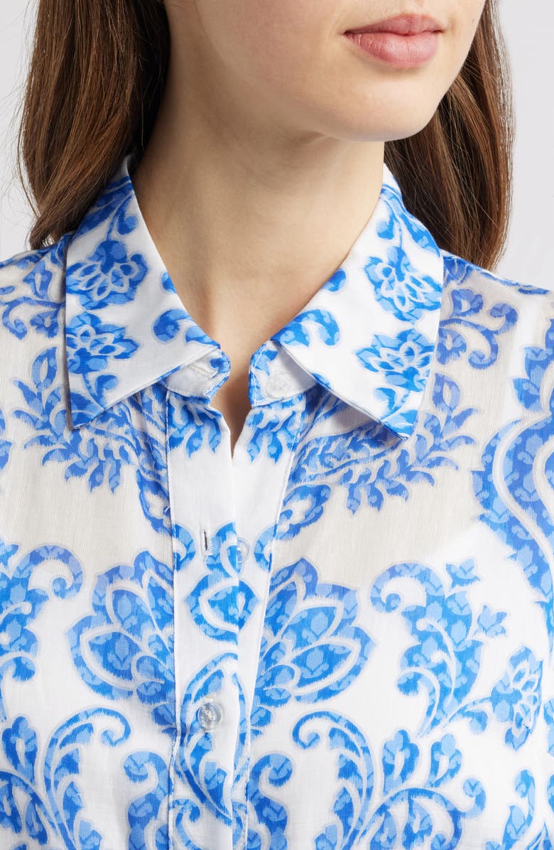 Julia Jordan Mixed Print Long Sleeve Shirtdress, Alternate, color, Ivory/ Blue