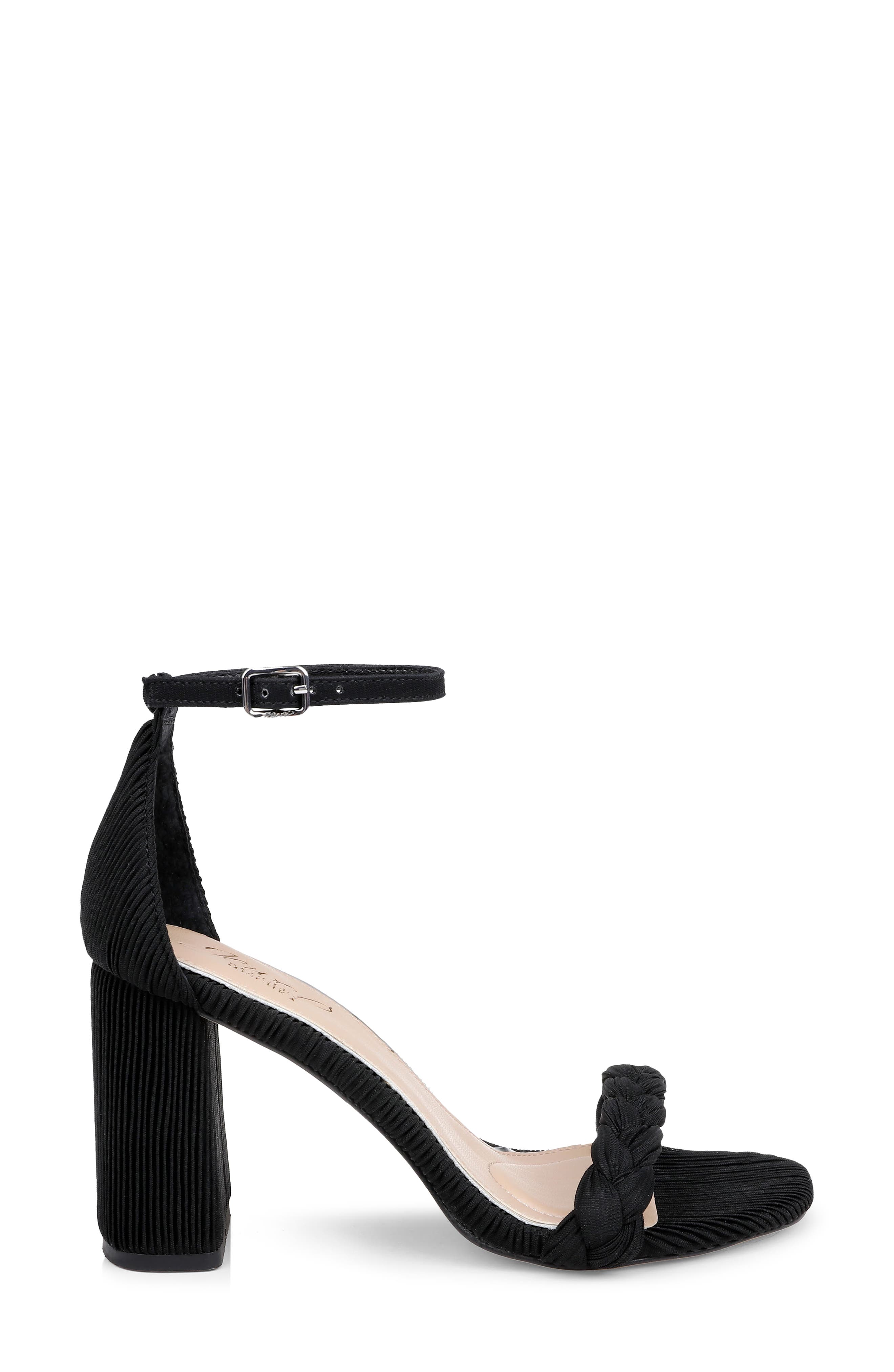 Jewel Badgley Mischka Shea Ankle Strap Sandal, Alternate, color, Black Fabric