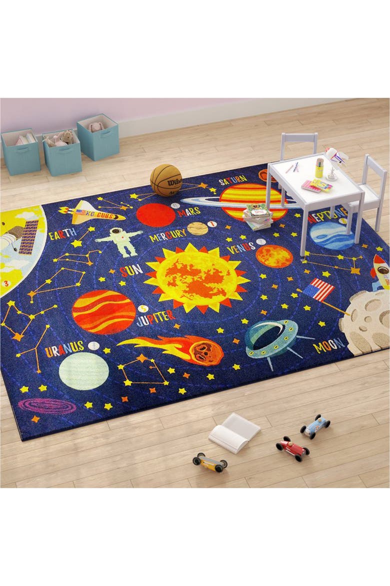 Educational Rug, Solar System Map, 5x7 Foot Playmat, Alternate, color, Multicolored