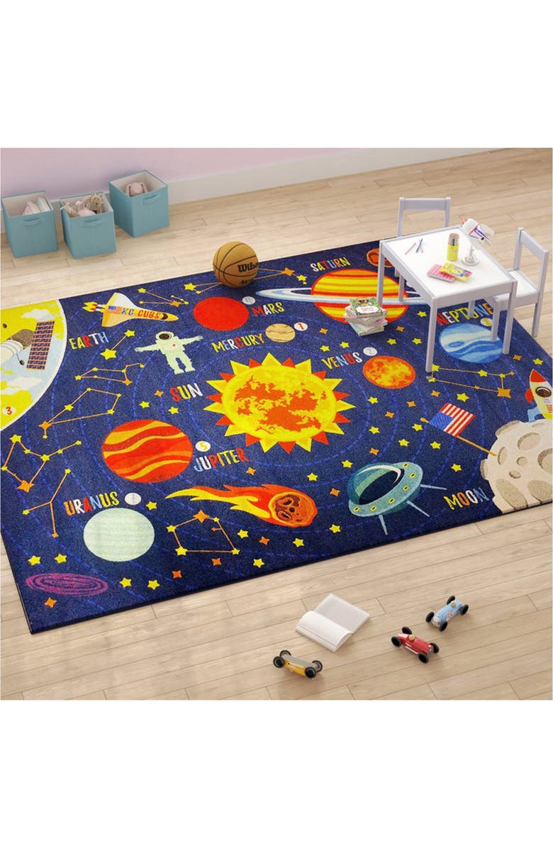 KC Cubs Educational Rug, Solar System Map, 5x7 Foot Playmat, Alternate, color, Multicolored