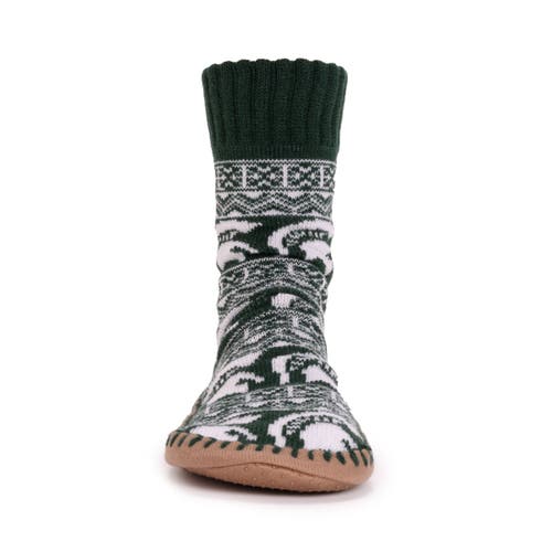 Muk Luks Gameday Slipper Socks In Green