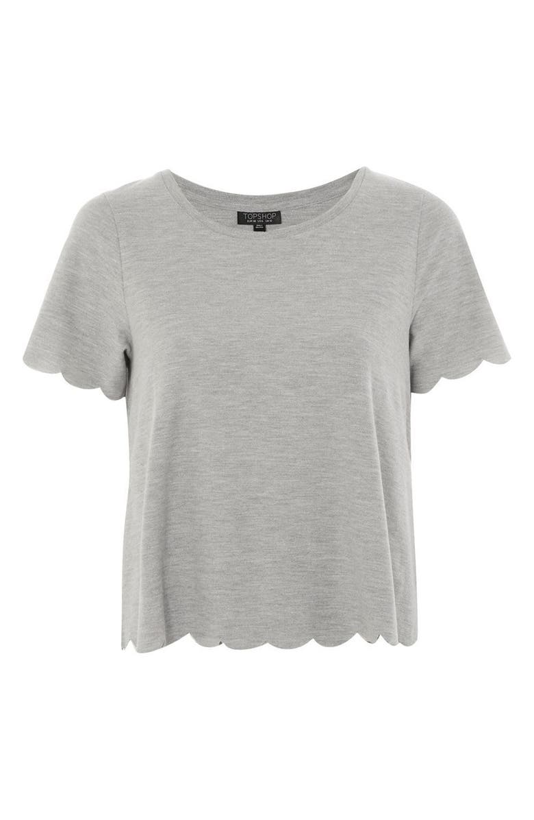 Topshop Scallop Hem Tee, Alternate, color, 