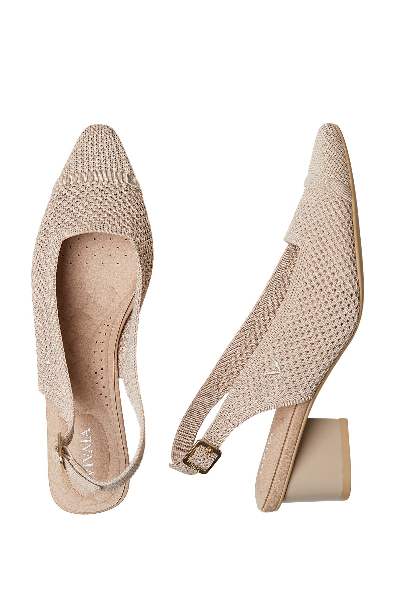 Pointed-Toe Slingback Sandals, Alternate, color, Almond