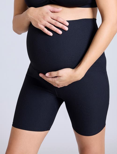 Motherhood Maternity Over The Belly 6 1/2" Maternity Biker Short In Black
