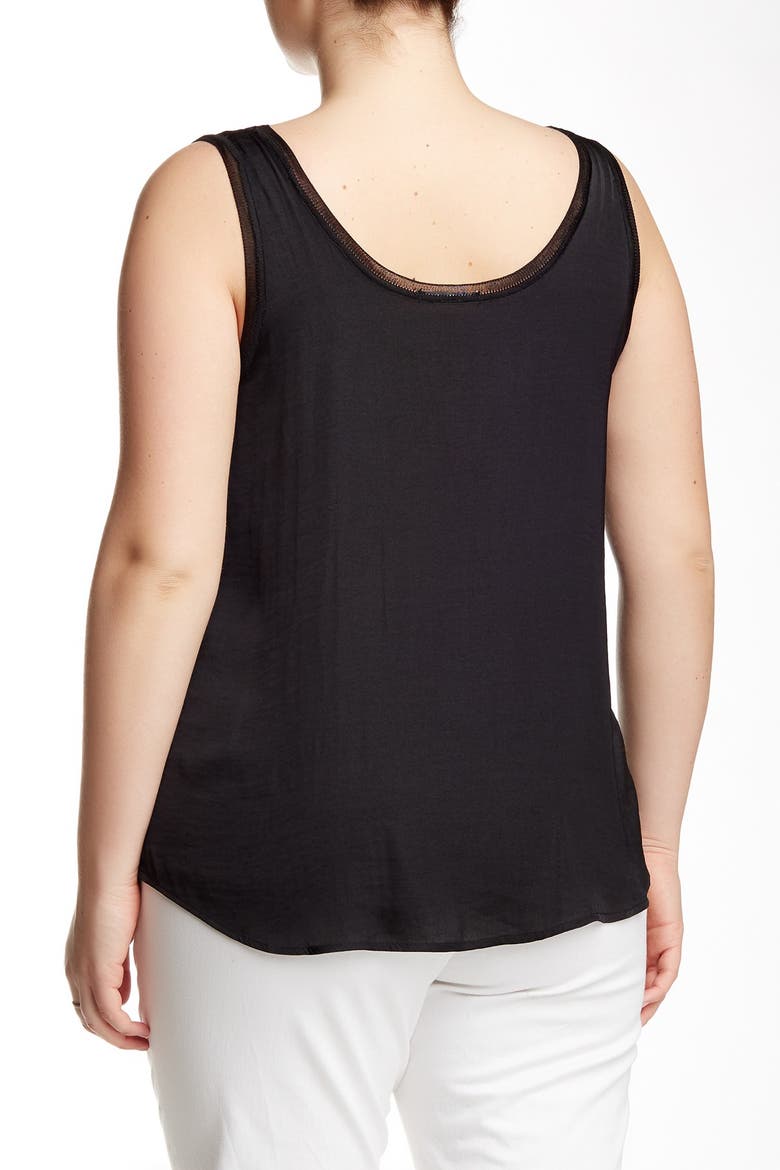 'Hannah' Contrast Trim Print Tank, Alternate, color, BLACK