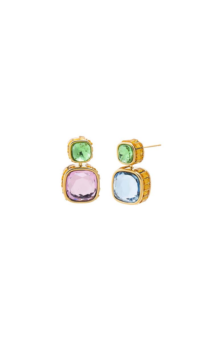 BY ADINA EDEN Multi Colored Square Stone Stud Earring, Main, color, Multi-Color
