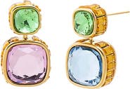 BY ADINA EDEN Multi Colored Square Stone Stud Earring