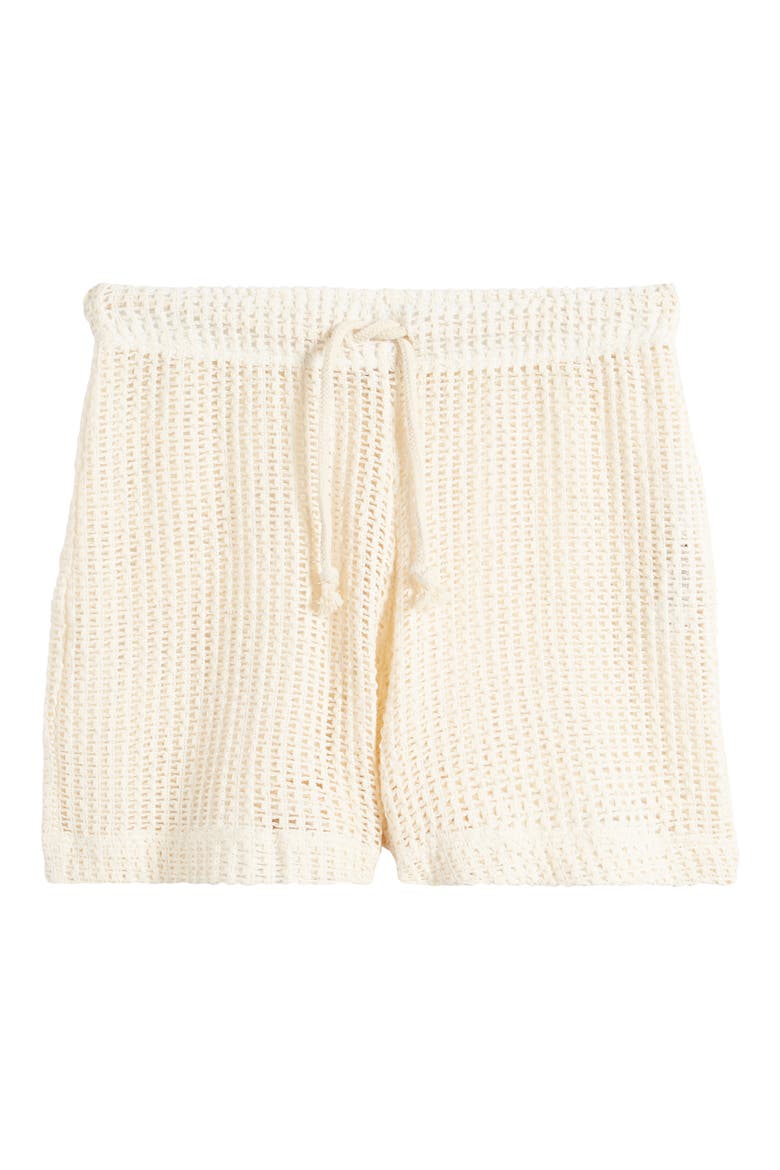 Beachy Open Knit Cover-Up Shorts, Alternate, color, CREAM