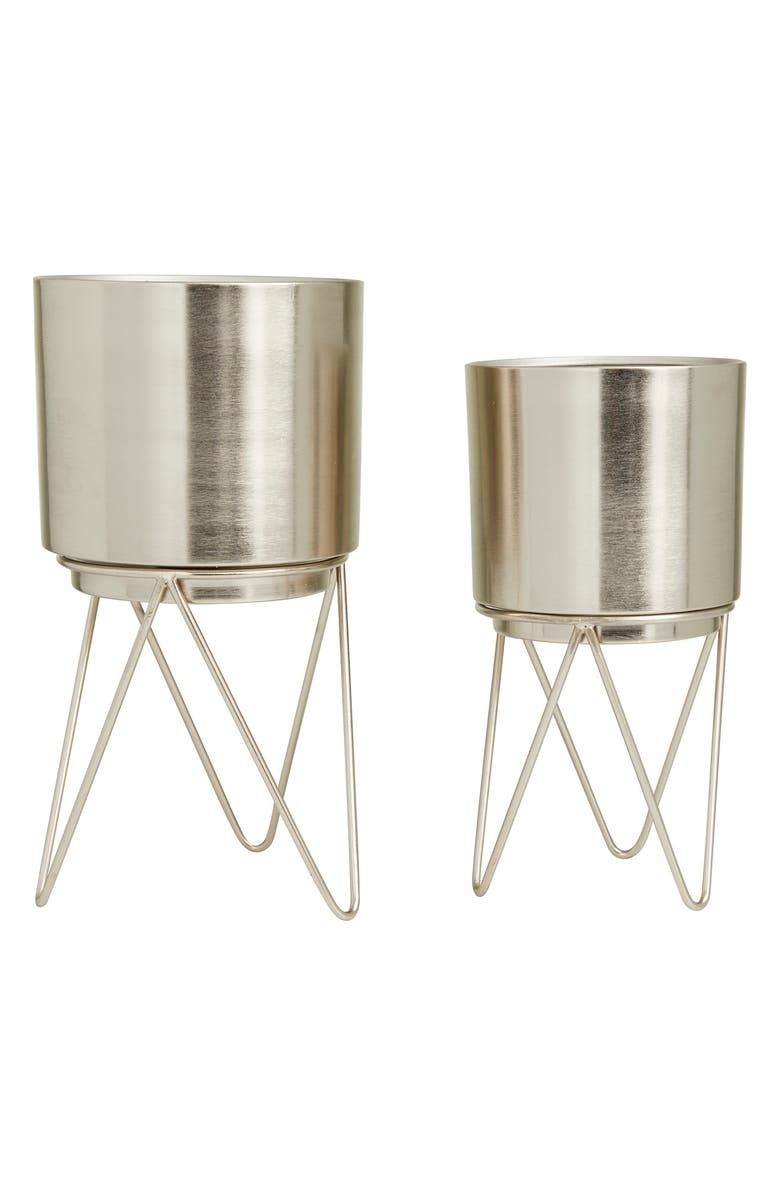 COSMO BY COSMOPOLITAN Silvertone Metal Modern Planter - Set of 2, Alternate, color,