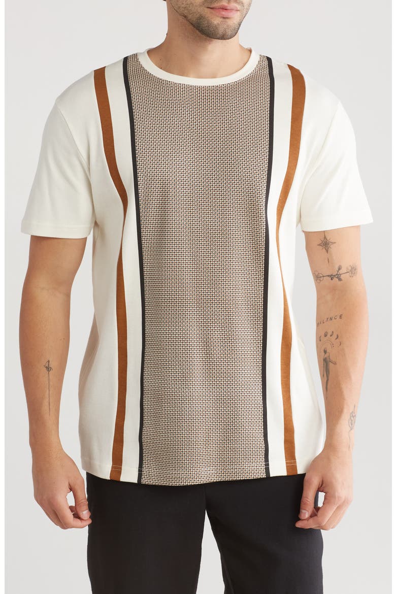 Stripe & Colorblock T-Shirt, Main, color, CREAM