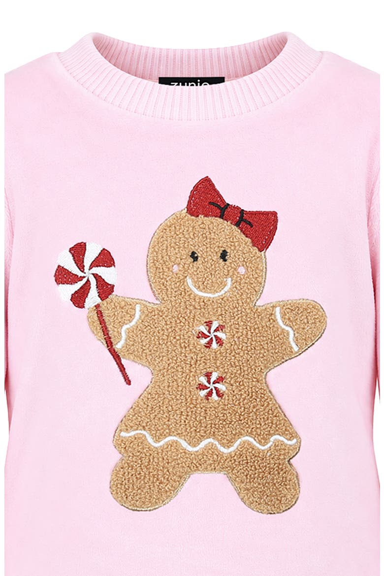 Gingerbread Velour Top and Pants Set, Alternate, color, PINK