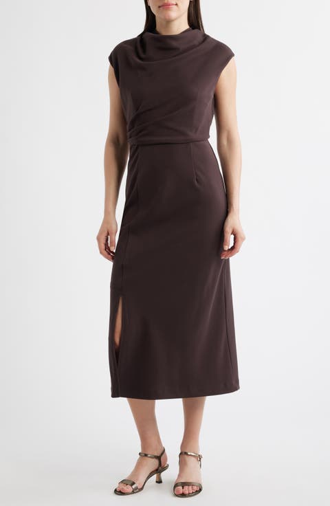 dark brown dress cocktail Short Simple Strappy-Back Homecoming Dress front gathered detail Women's Brown Dresses | Nordstrom