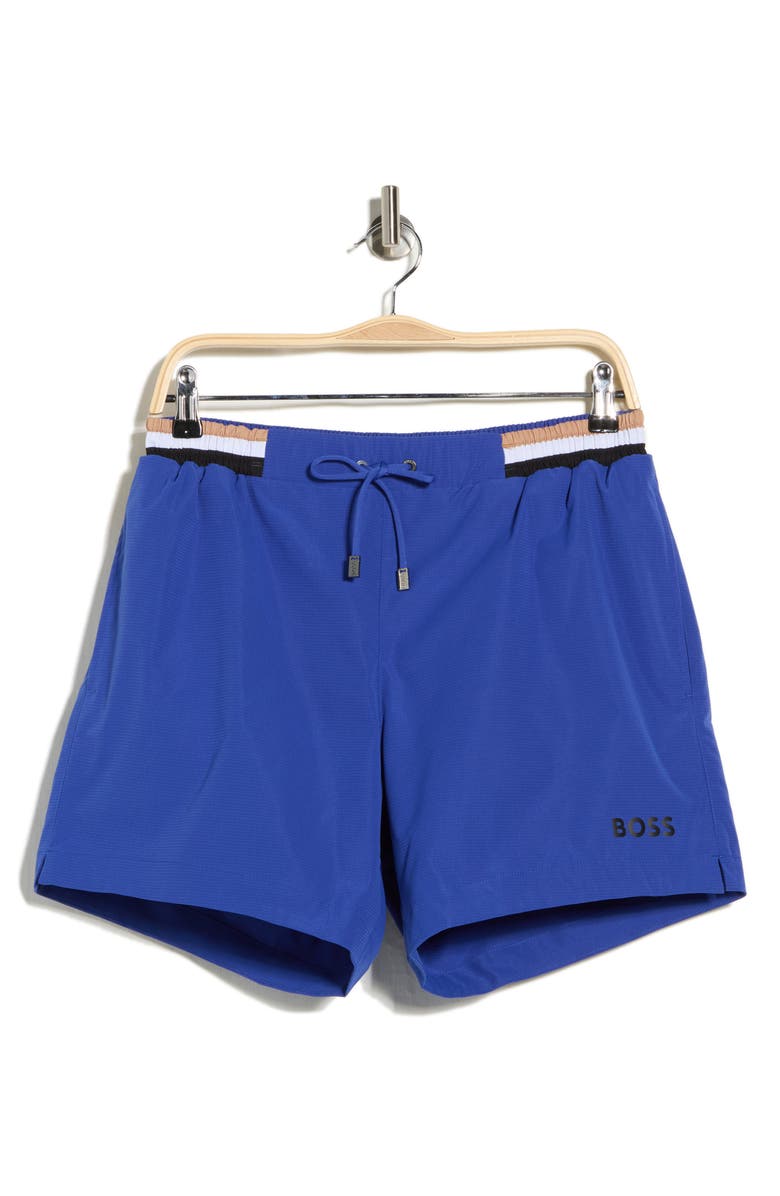 BOSS Atoll Swim Trunks, Main, color, Medium Blue