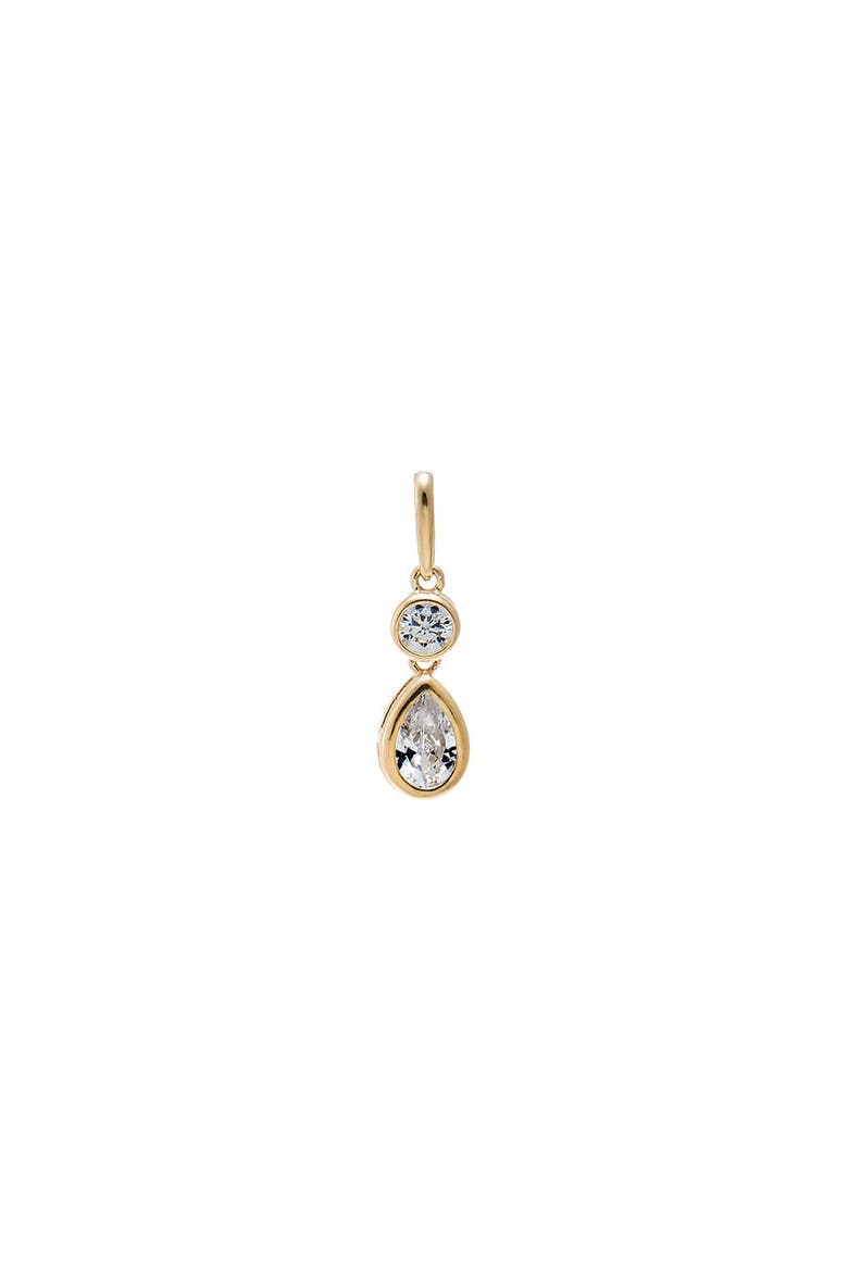 CZ Double Stone Bezel Drop Charm 14K, Main, color, 14K Gold