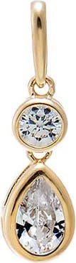 BY ADINA EDEN CZ Double Stone Bezel Drop Charm 14K