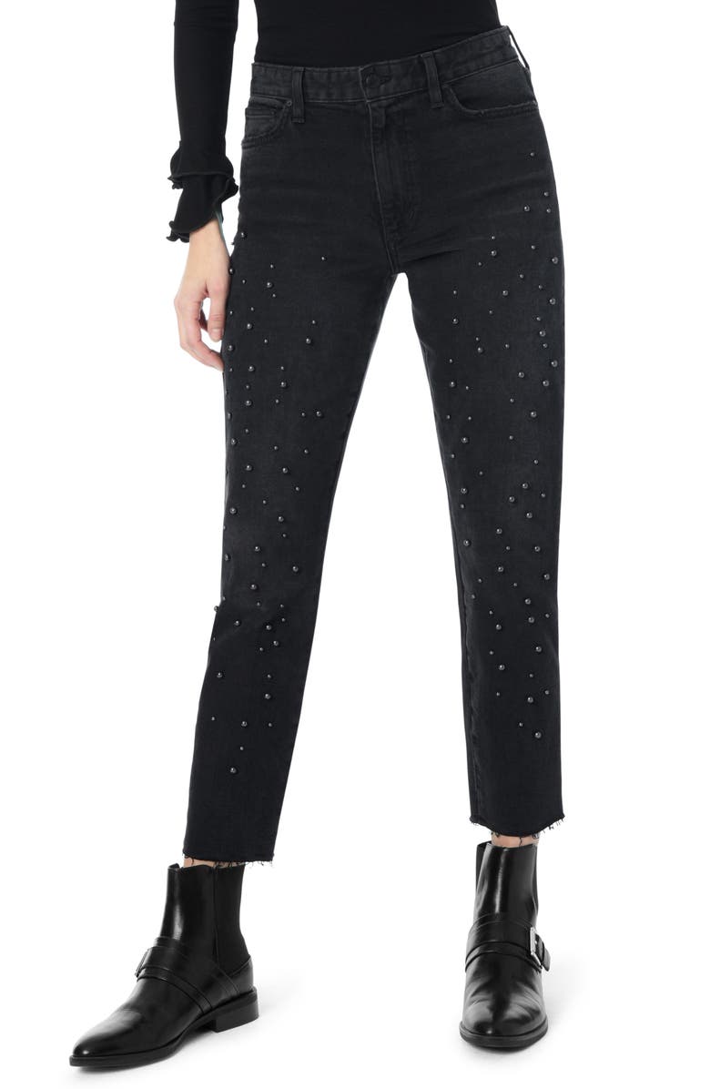 Joe's The Smith Imitation Pearl Embellished Ankle Boyfriend Jeans, Main, color, 