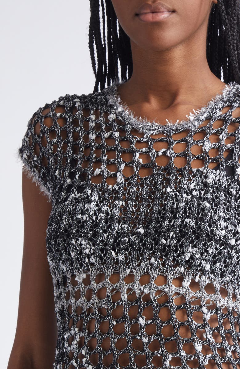 Acne Studios Crochet Crop T-Shirt, Alternate, color, Black