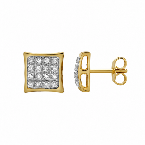Resplendor 10K Yellow Gold Diamond Unisex Earrings - 0.11 Cts